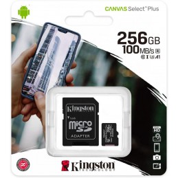 memory card kingstone canvas select micro sd 256 gb classe 10 con adattatore sd