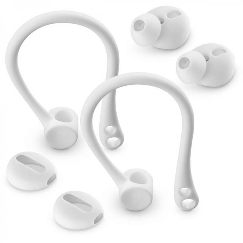 kit accessori per airpods 1 e 2 bianco supporto ad archetto e gommini di  ricambio