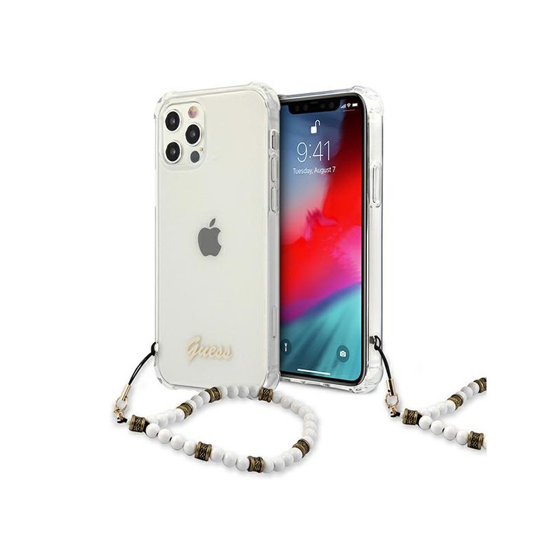 cover guess iphone 12 pro max trasparente con laccio da polso
