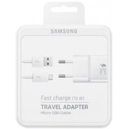 caricabatterie da rete fast charger 15w usb - microusb bianco