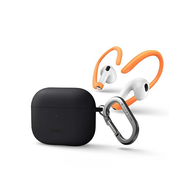 cover airpods 3 nero con moschettone e supporti auricolari