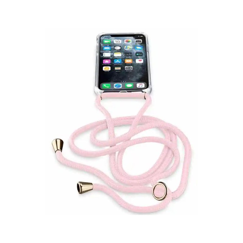 cover trasparente iphone 11 pro con laccio da colo regolabile rosa