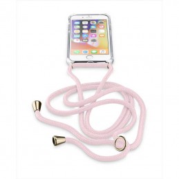cover trasparente iphone 6-7-8-se 2020 con laccio da colo regolabile rosa