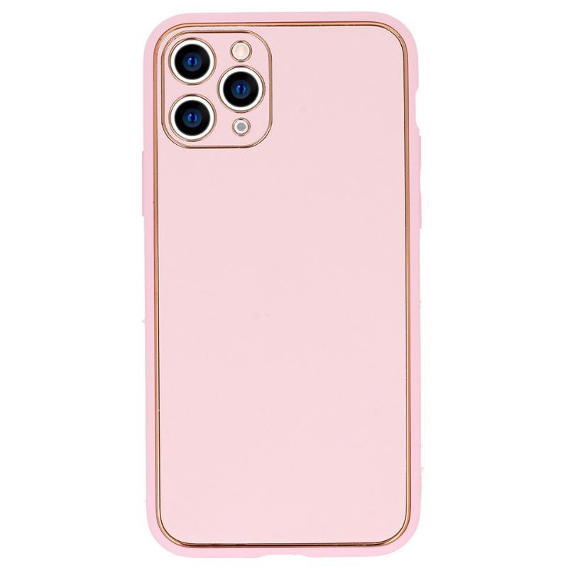 cover iphone 14 pro max tpu rivestita in pelle ecologica rosa