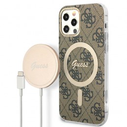cover guess + caricabatterie magsafe iphone 12 / 12 pro brown
