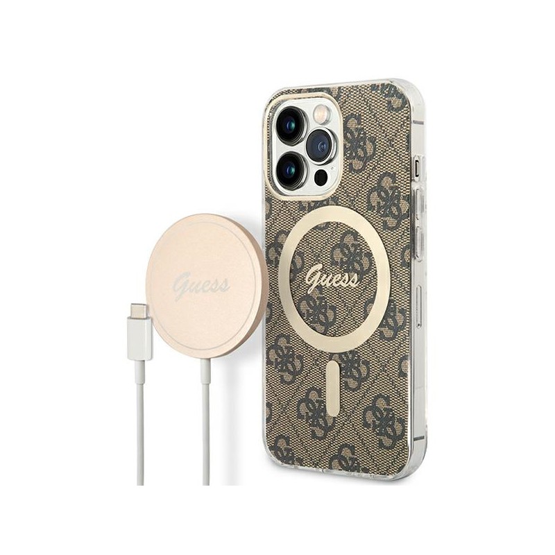 cover guess + caricabatterie magsafe iphone 13 pro brown