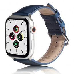 cinturino apple watch vera pelle nero 42-44-45-49 mm blu