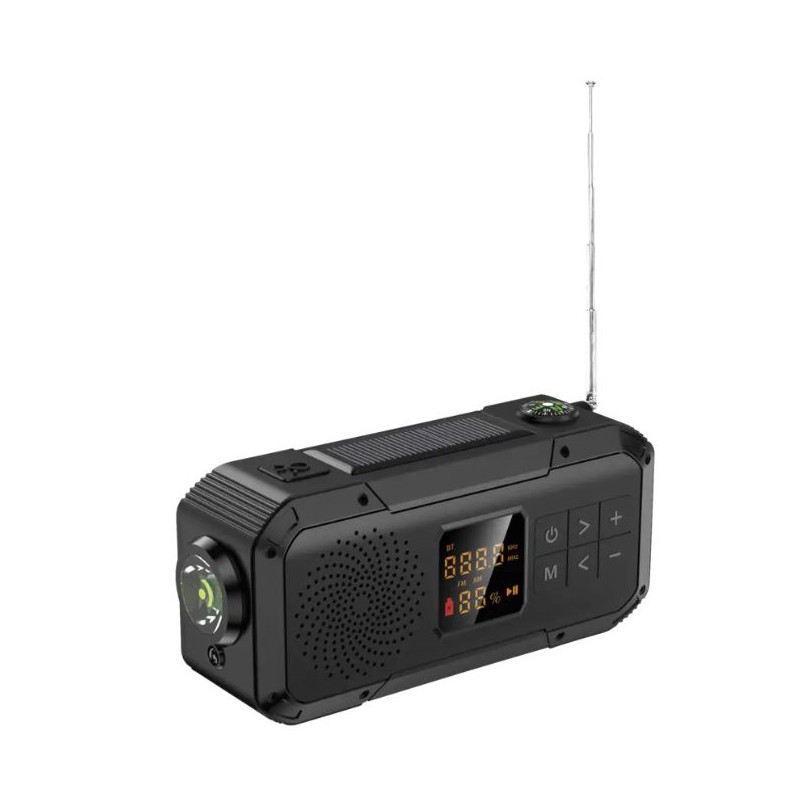 radio fm portatile beafon con ricarica solare e dinamo torcia tasto sos e bluetooth con funzione powerbank