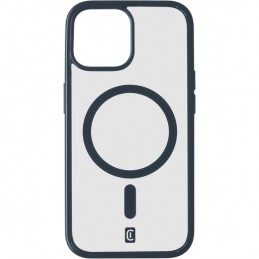 cover iphone 15 pro magsafe trasparente con bordi blu