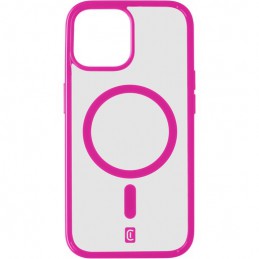 cover iphone 15 pro magsafe trasparente con bordi fucsia