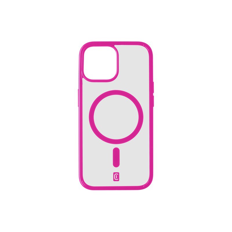 cover iphone 15 pro magsafe trasparente con bordi fucsia