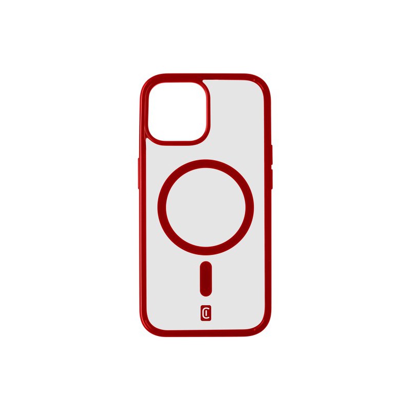 cover iphone 15 pro magsafe trasparente con bordi rossa