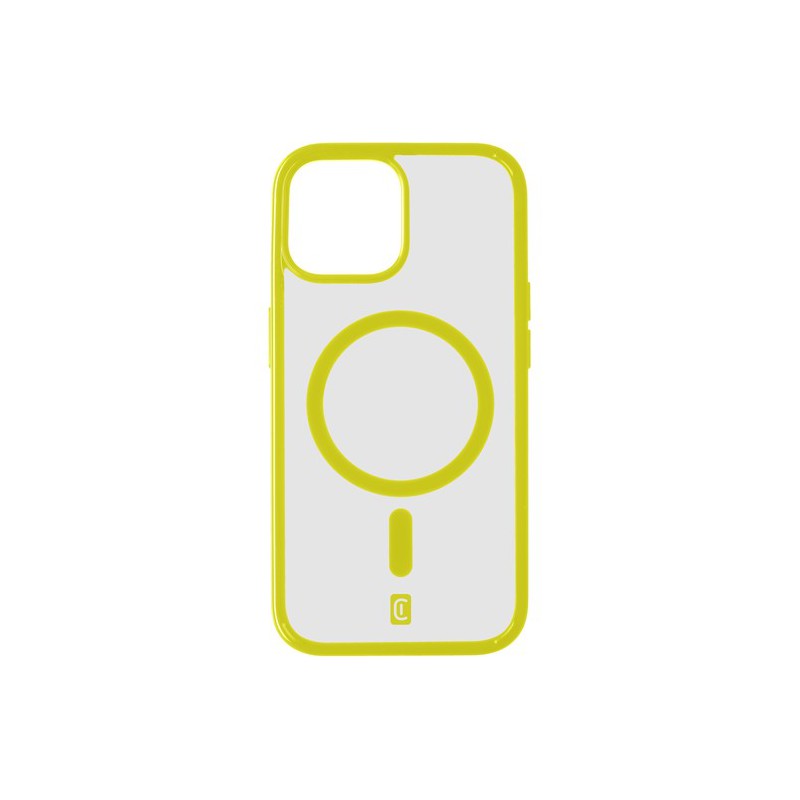 cover iphone 15 pro max magsafe trasparente con bordi lime