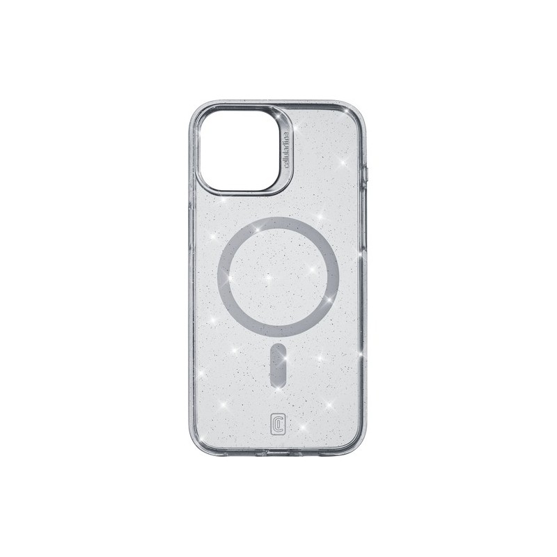 cover iphone 15 pro trasparente glitterrigida con bordi in gomma per  un’elevata protezione dello smartphone, compatibile magsaf