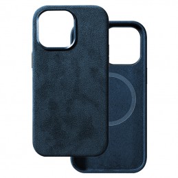 cover protettiva iphone 14 pro max ecopelle soft touch blu magsafe compatibile