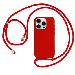 cover  silicone iphone 12 /12 pro rossa con laccio da collo