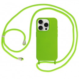 cover  silicone iphone 14 pro max verde con laccio da collo