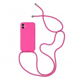cover  silicone iphone 11 pro rosa con laccio da collo