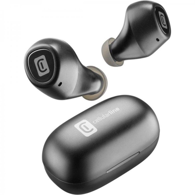 auricolare vivavoce bluetooth doppio con base di ricarica nero