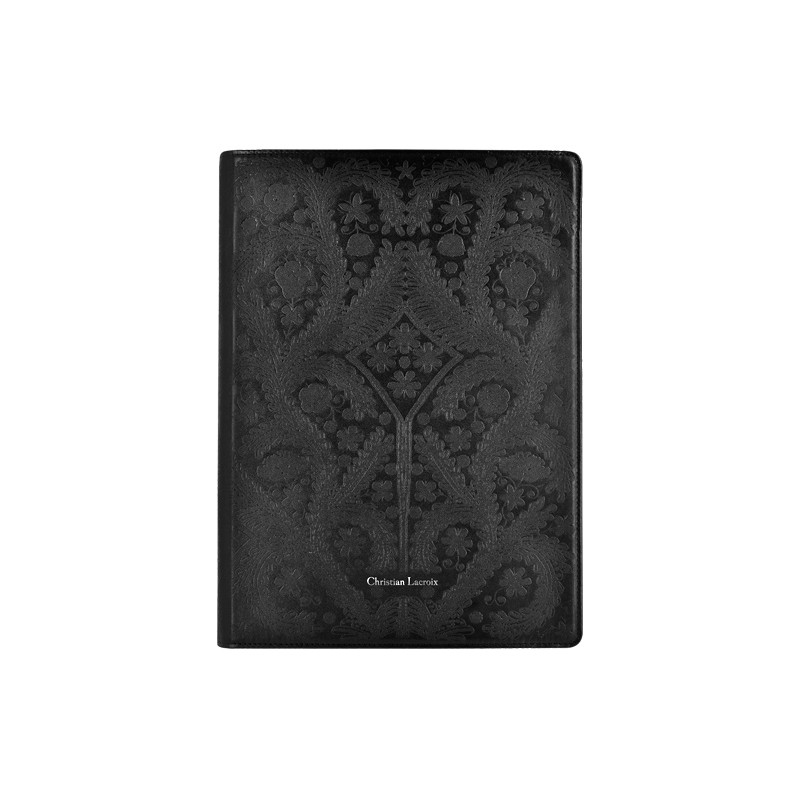Semi-universal Folio Case Christian Lacroix for Tablets Paséo Collection, elastic Moleskin closing, Black