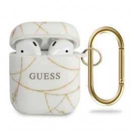 COVER GUESS AIRPODS 1/2 SILICONE BIANCO-ORO