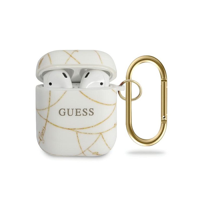 cover guess airpods 1/2 silicone bianco-oro