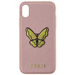 CUSTODIA COVER IPHONE X GUESS BUTTERFLY SAFFIANO HARD CASE