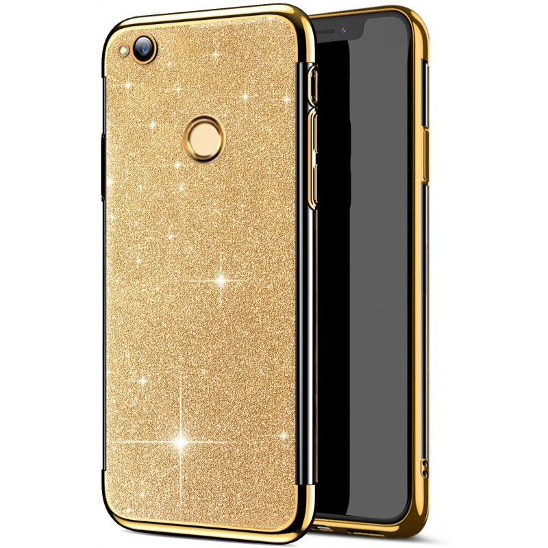 kapitalisme boog Haarvaten glitter shine cover con brillantini colore gold per huawei p8 lite 2017