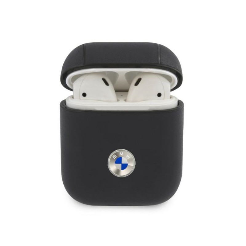 cover bmw airpods 1 / 2 rivestito in pelle nera