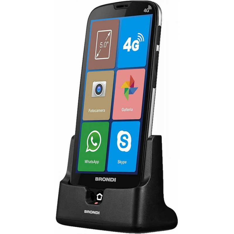 Amico Smartphone xs brondi fotocamera 5mp+5mp display da 5 android 8.1 con  base di ricarica